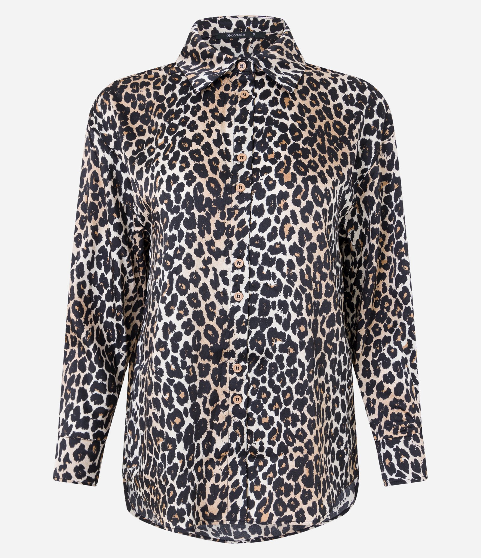 Camisa Acetinada com Estampa Animal Print Marrom 6