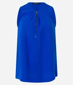 Blusa sem Manga com Zíper na Gola