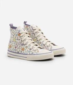 Tênis Abotinado Infantil Cano Médio com Estampa de Estrelas  - 28 a 37 Tam