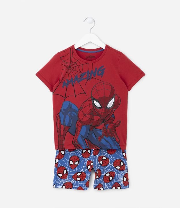 Camiseta Infantil Manga Curta Algodão Homem Aranha Vermelho Tam 2 a 10