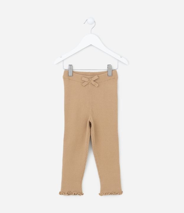 Calça Legging Infantil com Laço no Cós e Frufru na Barra - Tam 1 a 5 Anos