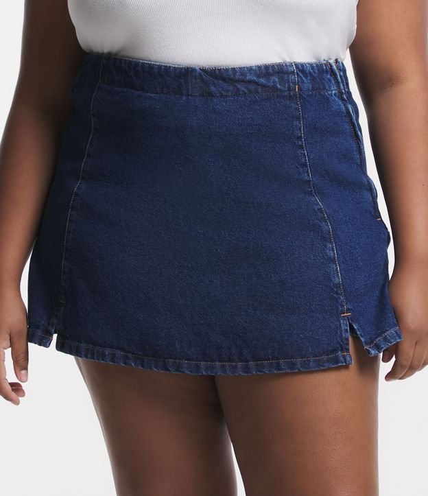 Short Saia Jeans com Fechamento em Zíper Lateral Curve & Plus Size Azul 2