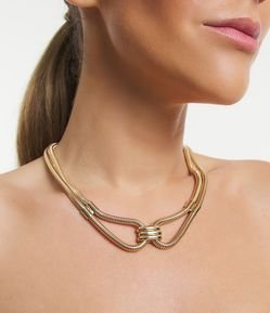 Colar Curto com Corrente Rabo de Rato Dupla com Elos