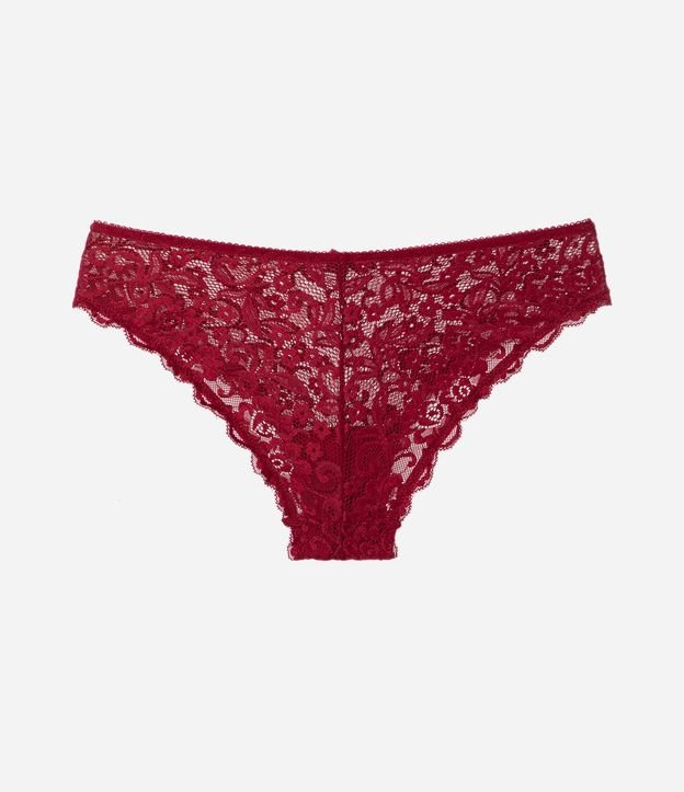 Calcinha Biquíni em Renda Floral com Leve Transparência Vermelho 6
