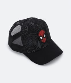 Boné Aba Reta Infantil em Sarja com Patch Homem Aranha