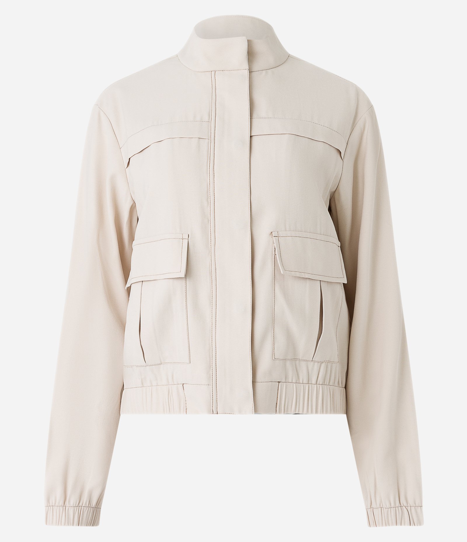 Jaqueta Bomber em Viscose com Bolsos Lapela e Pespontos Contrastantes Off White 7