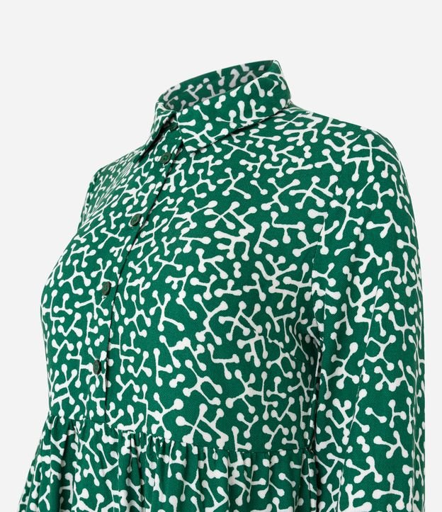 Vestido Chemise Midi em Viscose com Estampa Geométrica Verde 7