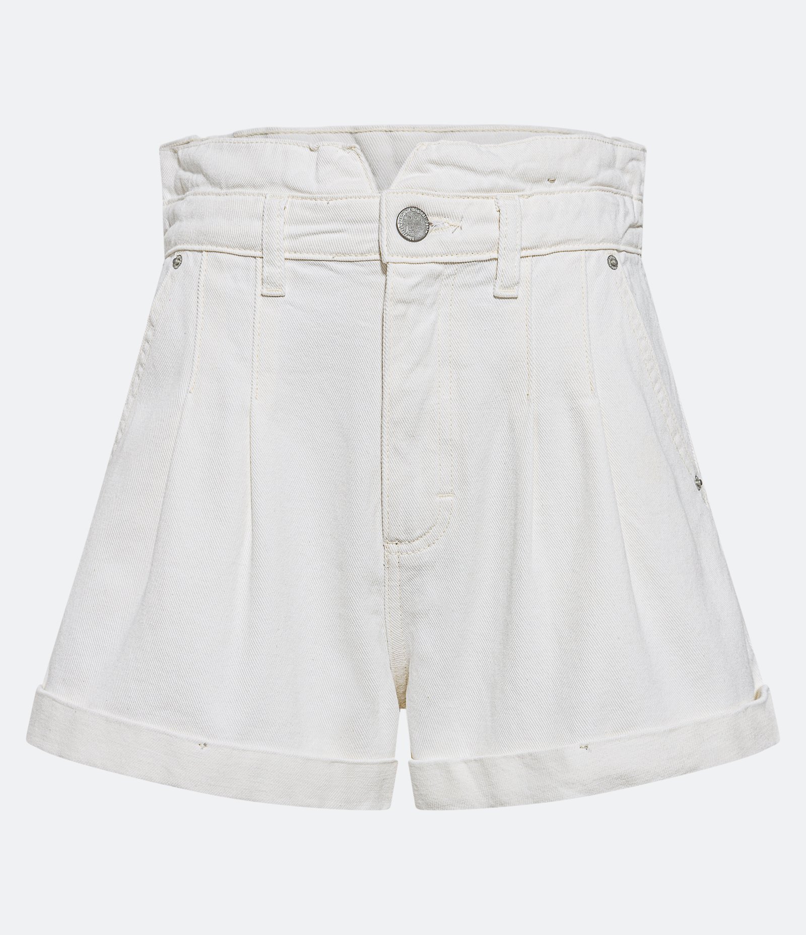 Short Baggy em Sarja com Pregas e Barra Dobrada Branco 5
