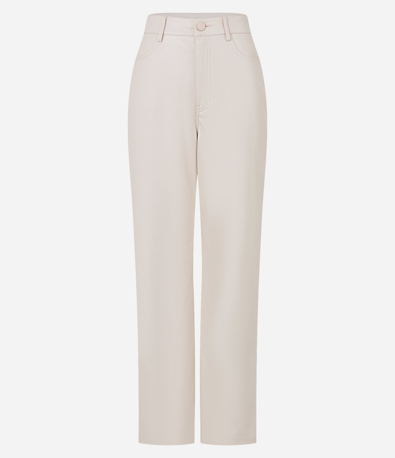 Calça reta em PU com Fechamento em Botão Frotal Off White 5