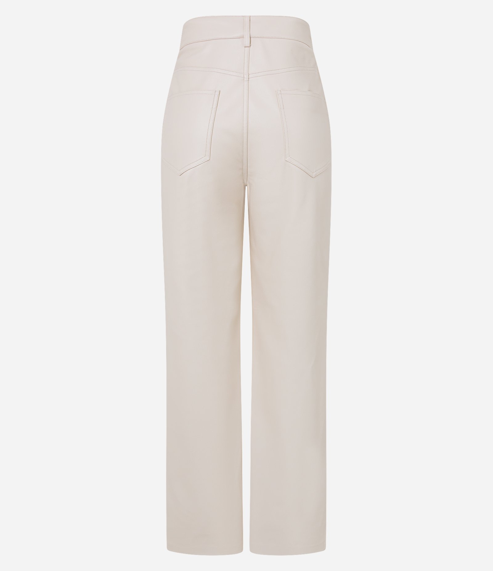 Calça reta em PU com Fechamento em Botão Frotal Off White 6