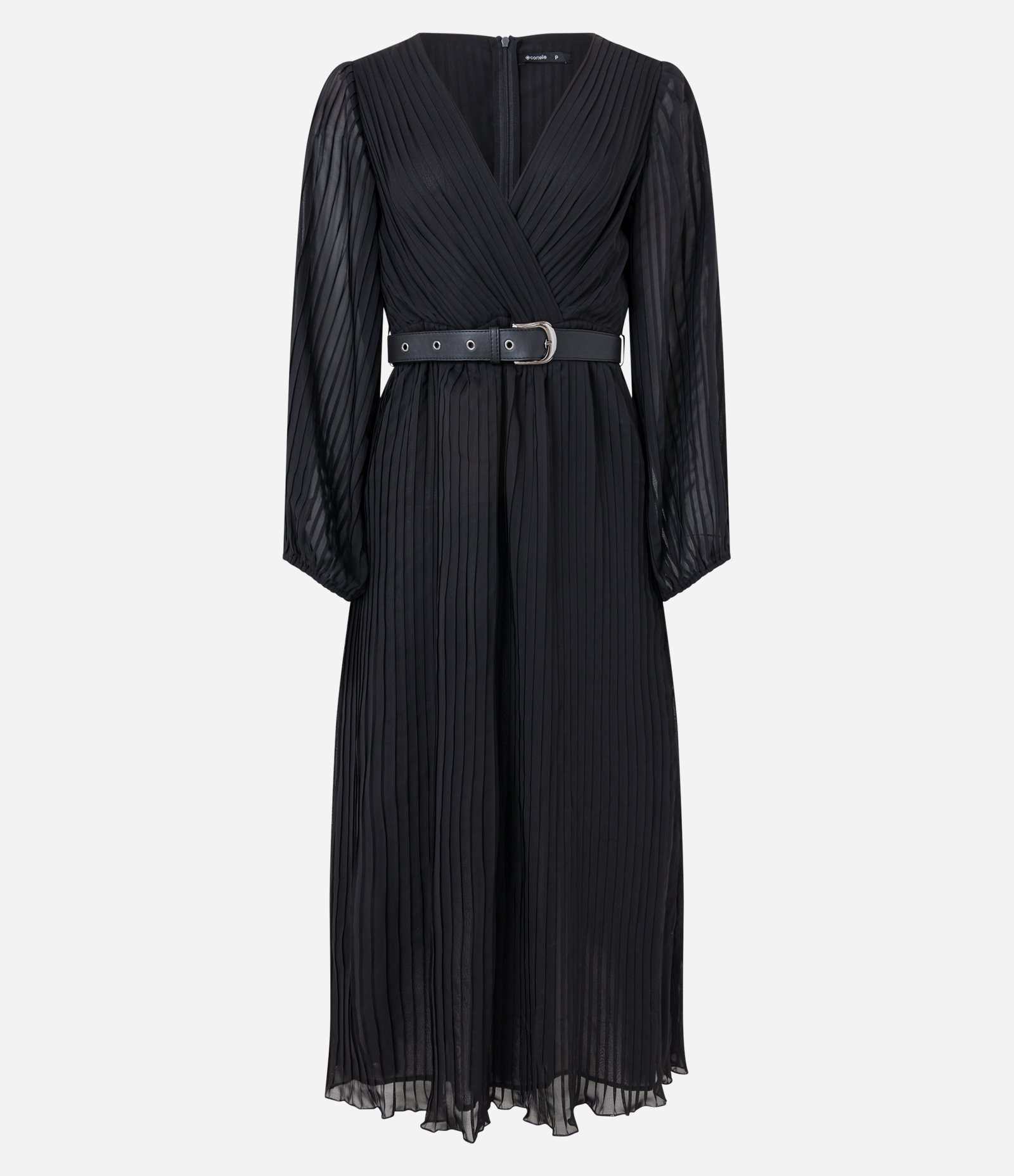 Vestido Midi em Chiffon com Decote Transpassado e Cinto Preto 6