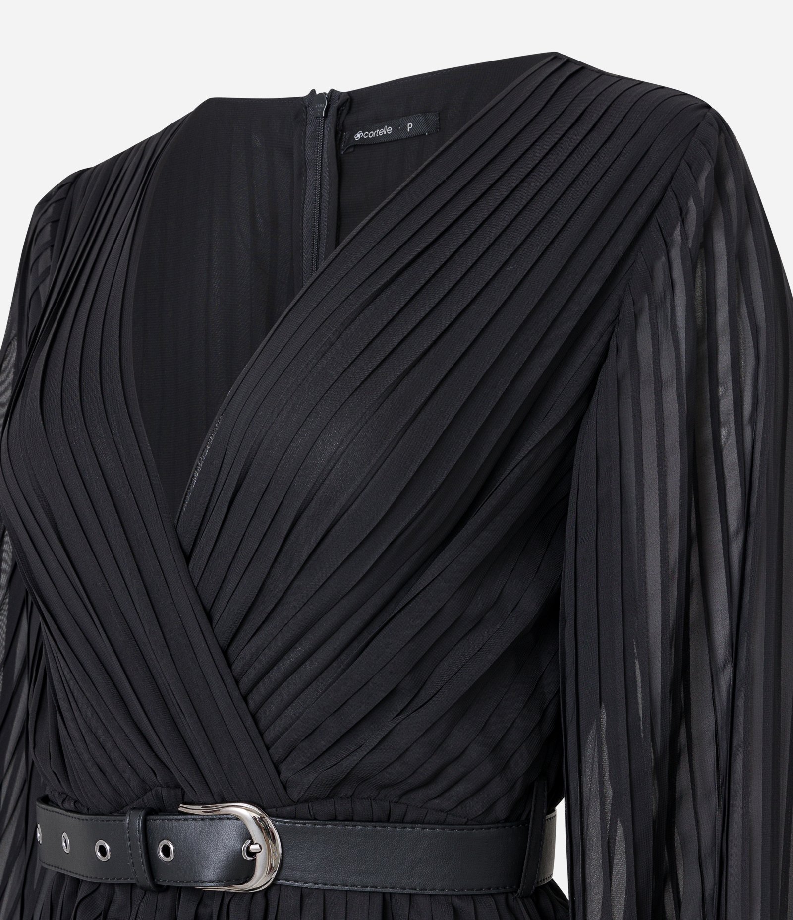 Vestido Midi em Chiffon com Decote Transpassado e Cinto Preto 7