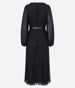 Vestido Midi em Chiffon com Decote Transpassado e Cinto