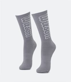 Meia Esportiva com Cano Alto em Viscose Texturizada e Estampa Logo Wilson