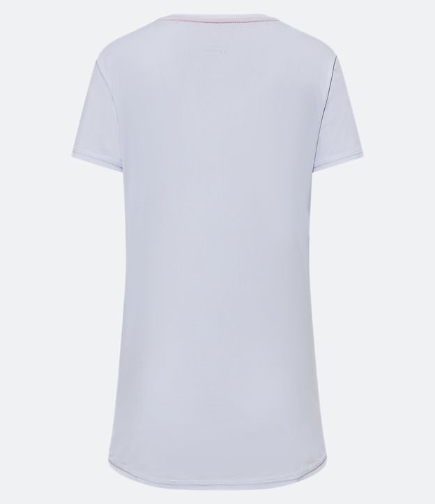 Camiseta Esportiva em Poliamida com Gola V e Estampa Localizada Branco 6