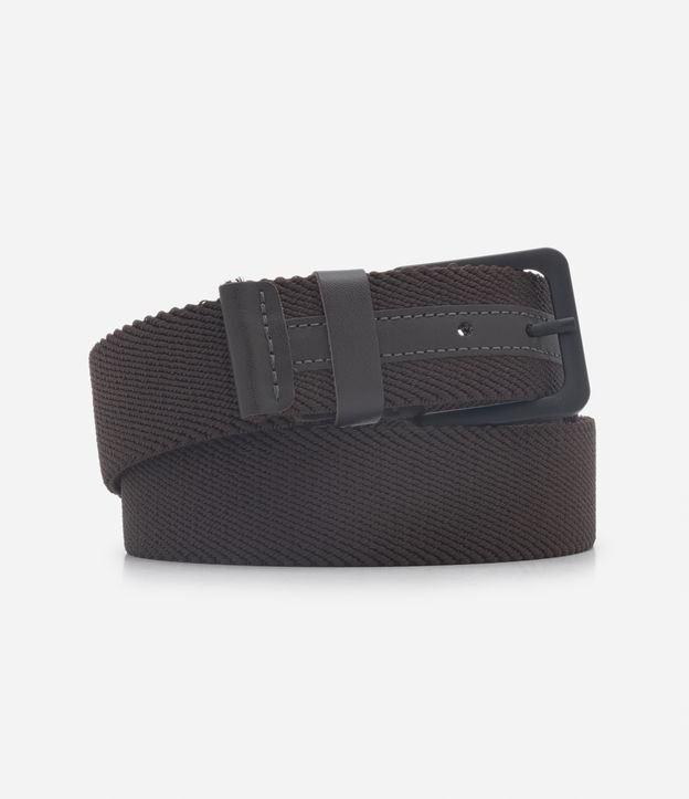 Cinto Texturizado com Fivela Quadrada e Detalhes em Pu