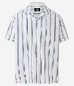 Camisa Relaxed em Tricoline com Estampa Listrada