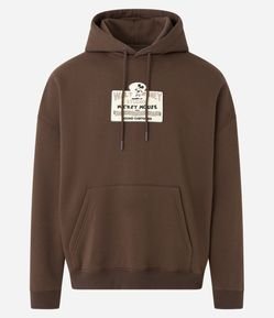 Blusão em Moletom com Forro Fleece e Patch Emborrachado Mickey