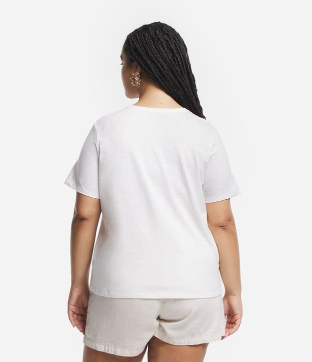 Blusa em Meia Malha com Bordado no Peito Curve & Plus Size Branco 3