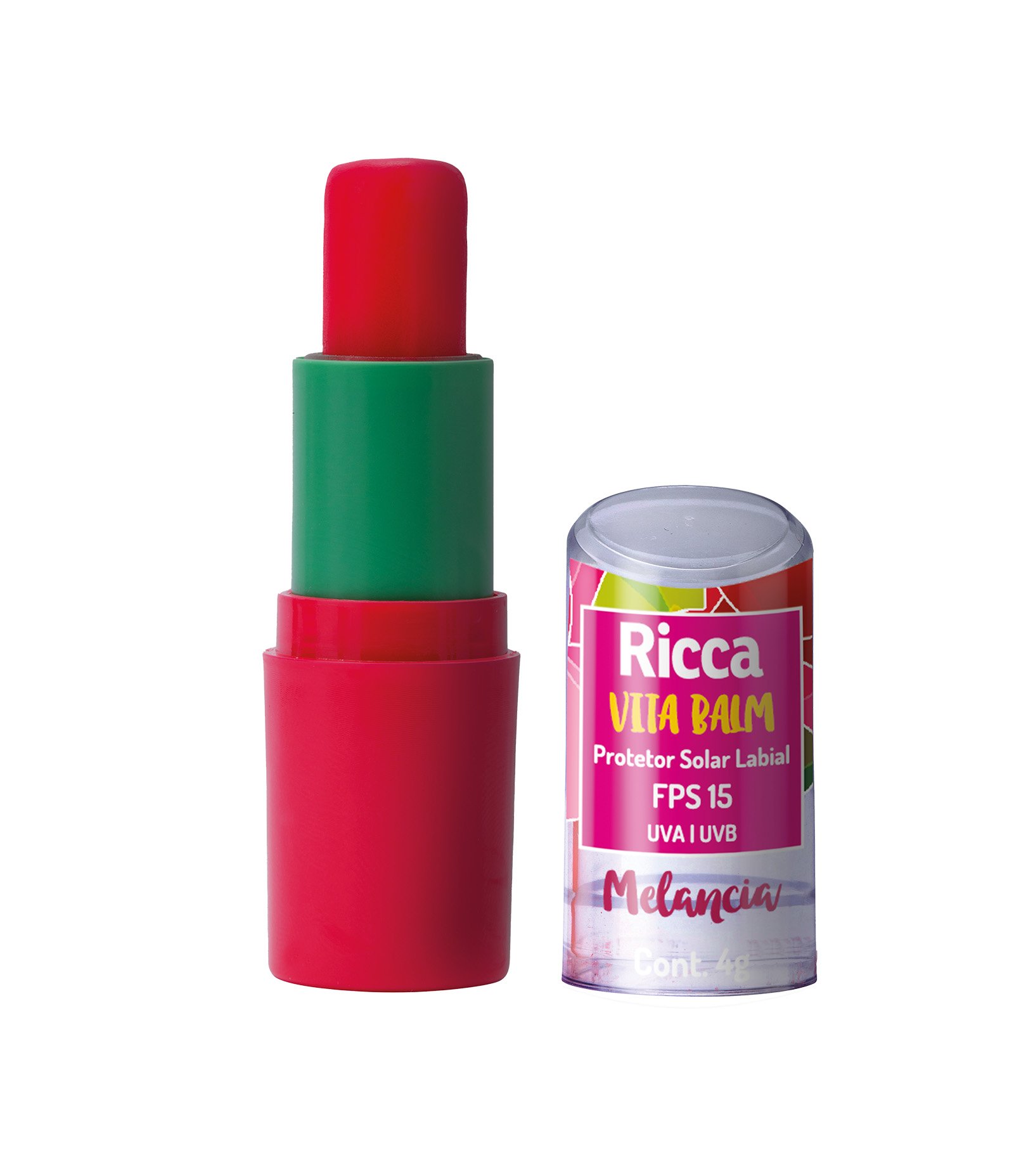 Protetor Solar Labial FPS15 Melancia Blister Ricca  4g 2
