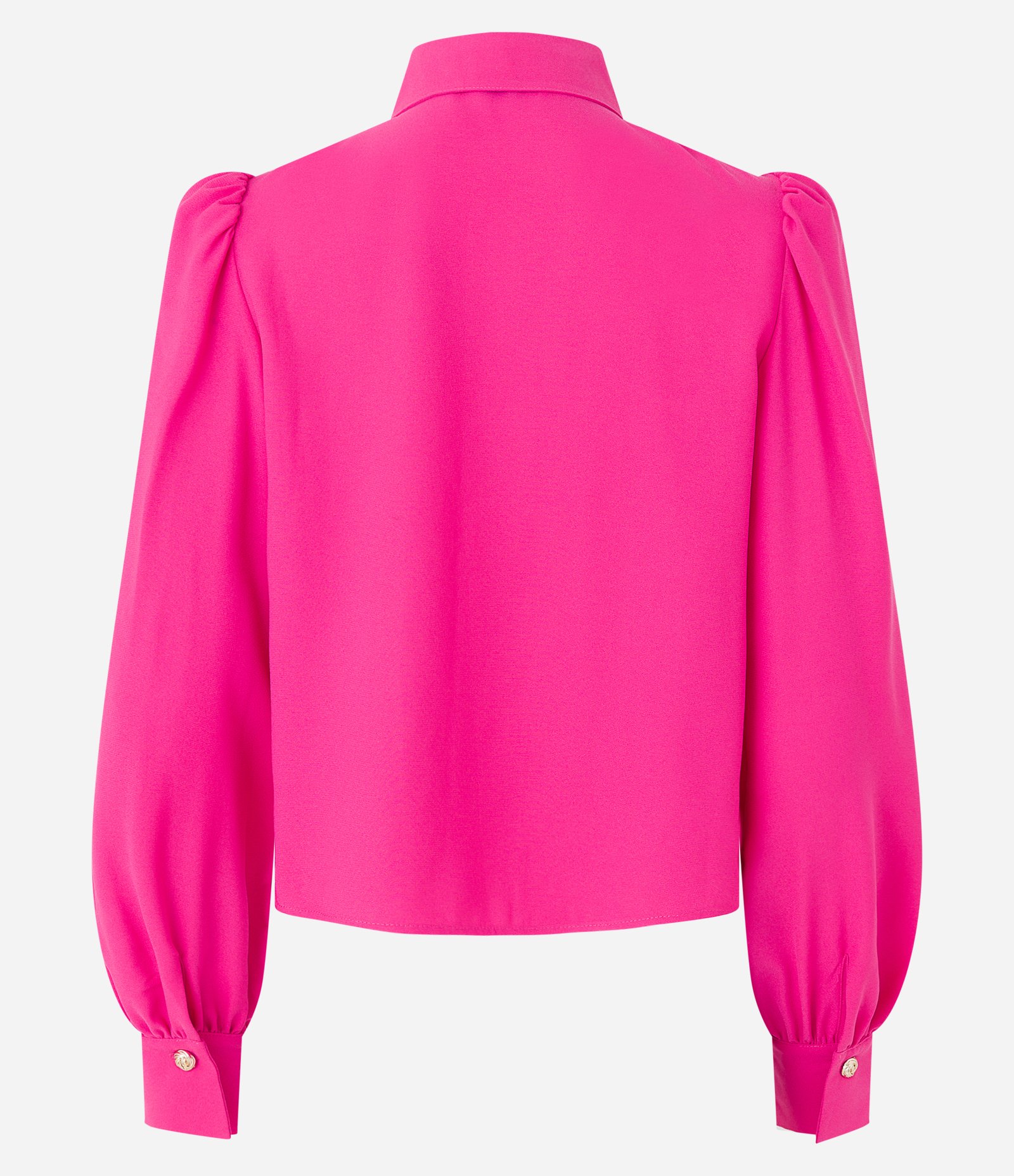 Camisa em Crepe com Botão Diferenciado e Manga Bufante Rosa 7