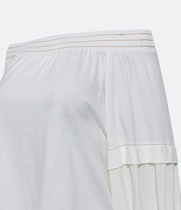 Blusa Hombros Descubiertos en Viscosa con Costura Aparente Off White 7