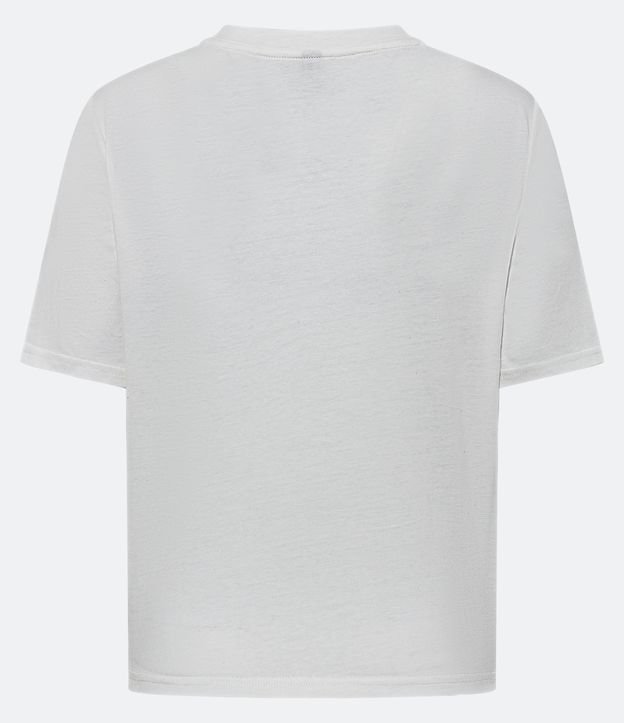 Blusa T-shirt em Meia Malha com Corações de Brilhinhos Branco 6