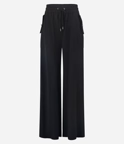 Calça Reta em Orly com Amarração e Lapelas cpm Botões Diferenciados