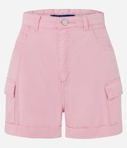 Short Baggy em Sarja com Bolso Cargo e Barra Dobrada