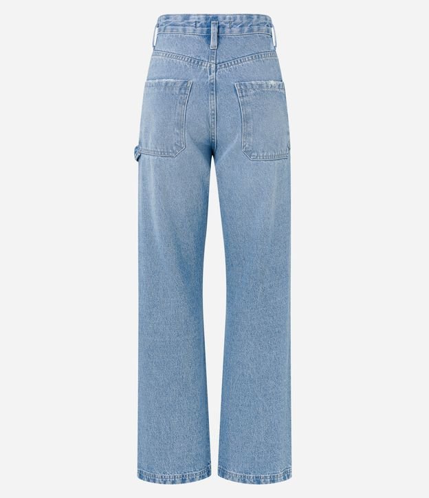 Calça Anos 90 em Jeans com Puídos e Bolso Carpinteiro Azul 6