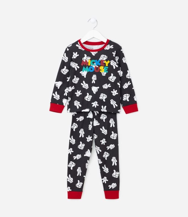 Pijama Masculino Juvenil Longo Mickey de Algodão