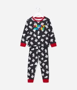 Pijama Largo Infantil con Estampa Guantes Mickey Mouse - Talle 2 a 4 años