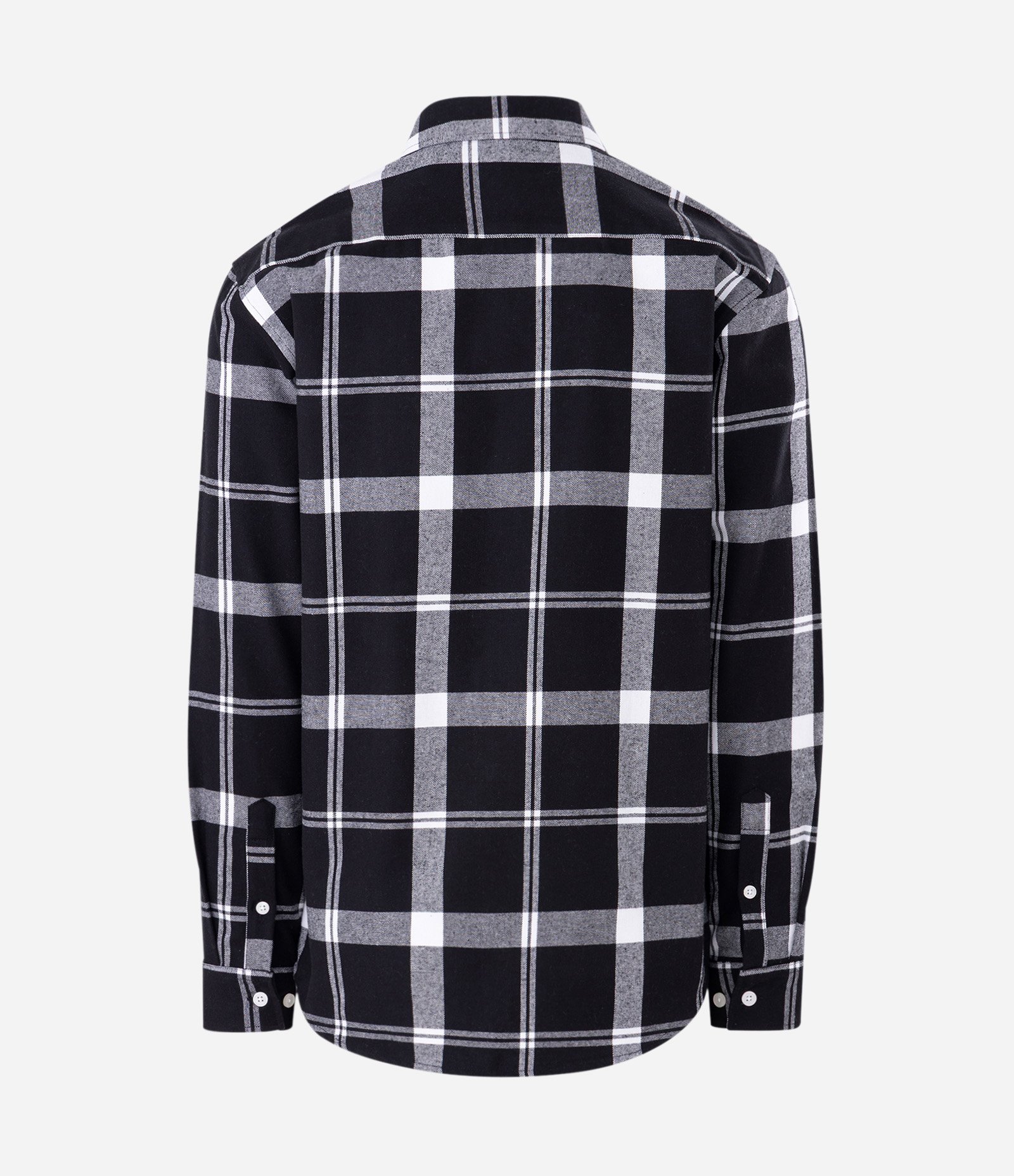 Camisa em Flanela Xadrez com Bolsos e Botões Frontais Preto 5