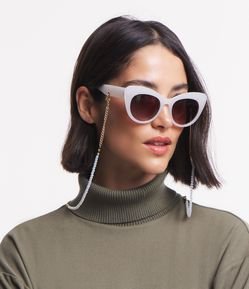 Óculos de Sol Redondo Médio com Cordão de Bolinhas