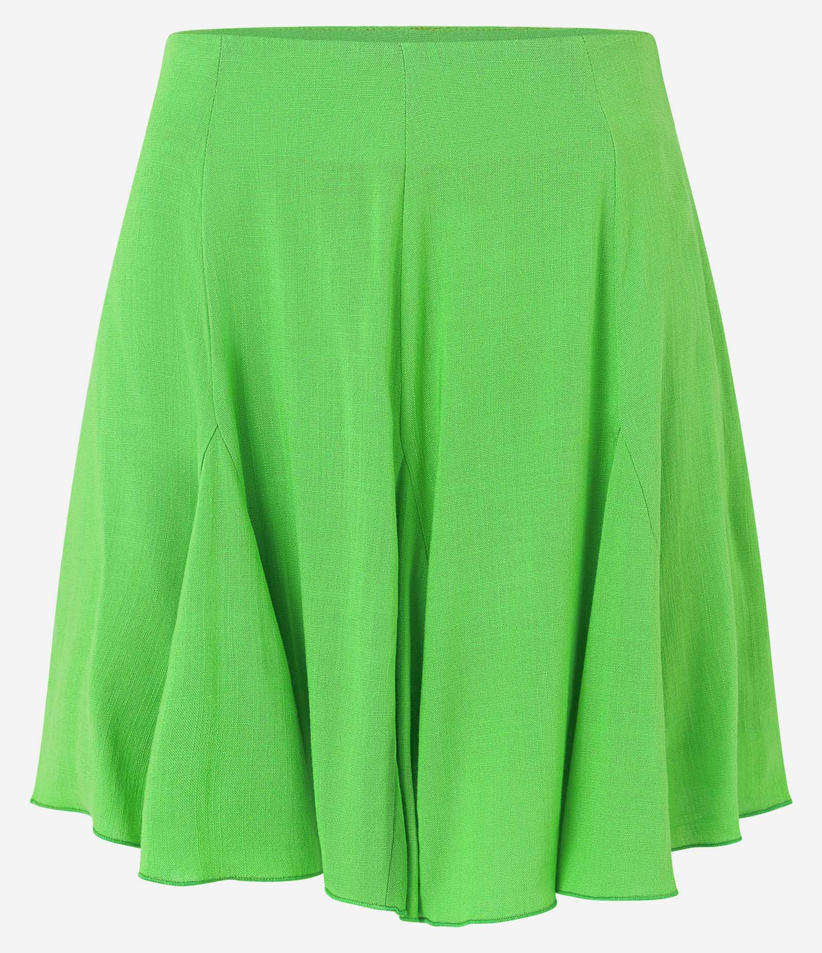 Saia Curta Evasê em Viscose com Babado Verde 1