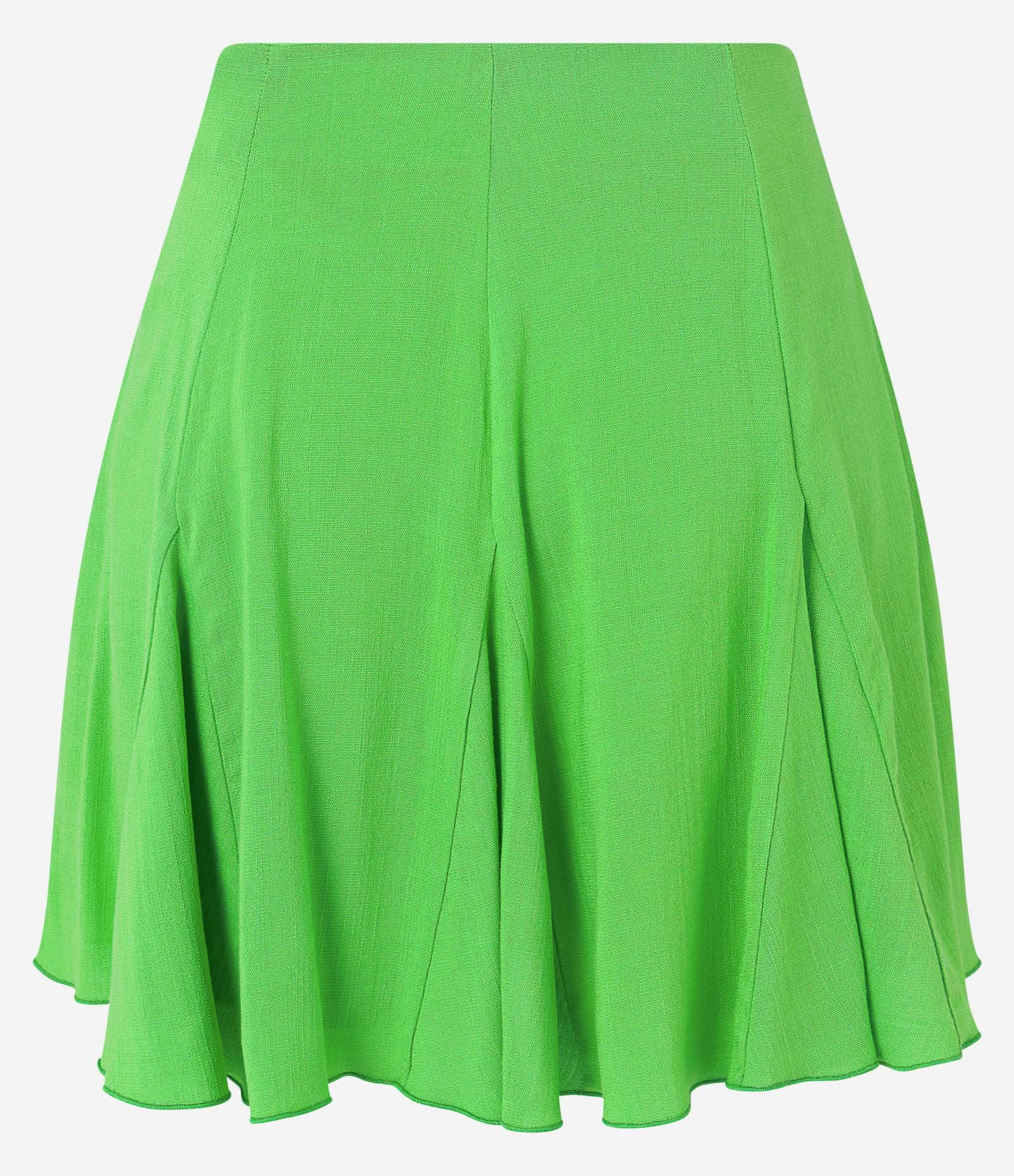 Saia Curta Evasê em Viscose com Babado Verde 2