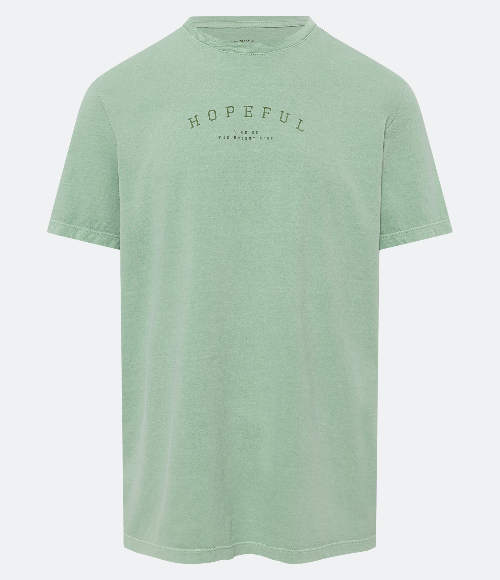 Camiseta Comfort em Meia Malha com Lettering Hopeful Verde Claro 6