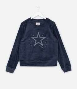 Blusão Moletom Infantil com Estampa de Estrela - Tam 5 a 14 anos