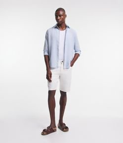 Bermuda Reta Jeans com Textura e Bolsos