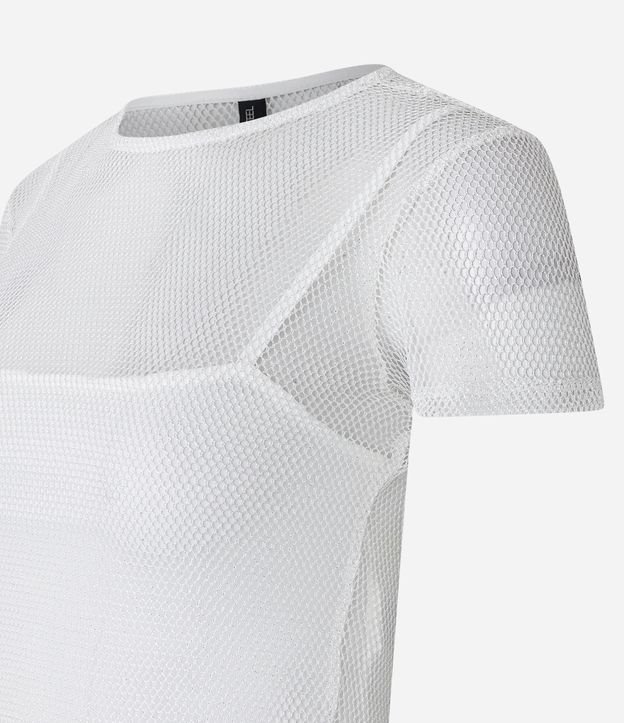 Blusa Cropped em Tela com Forro de Alcinha Branco 6