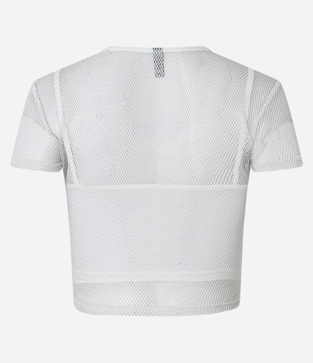 Blusa Cropped em Tela com Forro de Alcinha Branco 7
