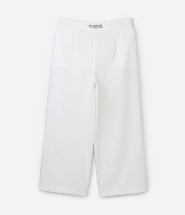 Calça Pantalona Alfaiatada com Detalhe em Corrente no Cós Curve & Plus Size Branco 5