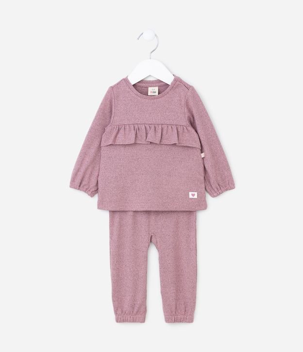 Conjunto Infantil em Tricô com Babadinhos - Tam 0 a 18 meses