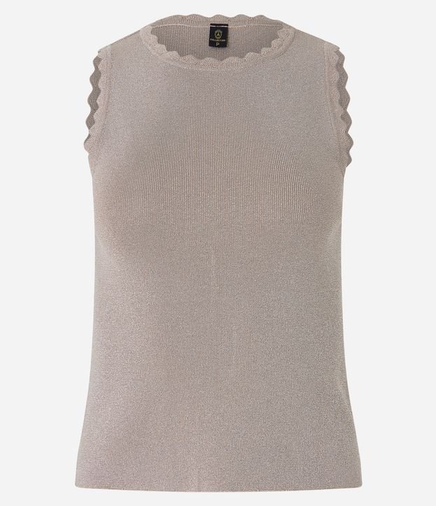 Blusa Sem Manga em Tricô com Brilho e Textura Nuvem
