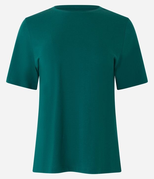 Camiseta Básica em Algodão com Manga Curta Verde Escuro 5