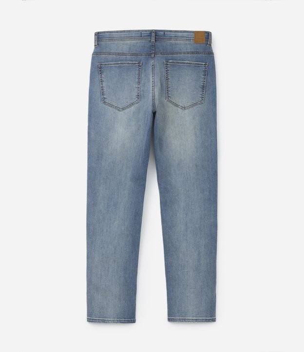 Calça Slim Jeans com Bolsos e Puídos Azul Médio 7