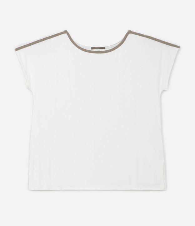 Blusa em Viscose com Detalhe Viés Brilhoso Curve & Plus Size Branco 5