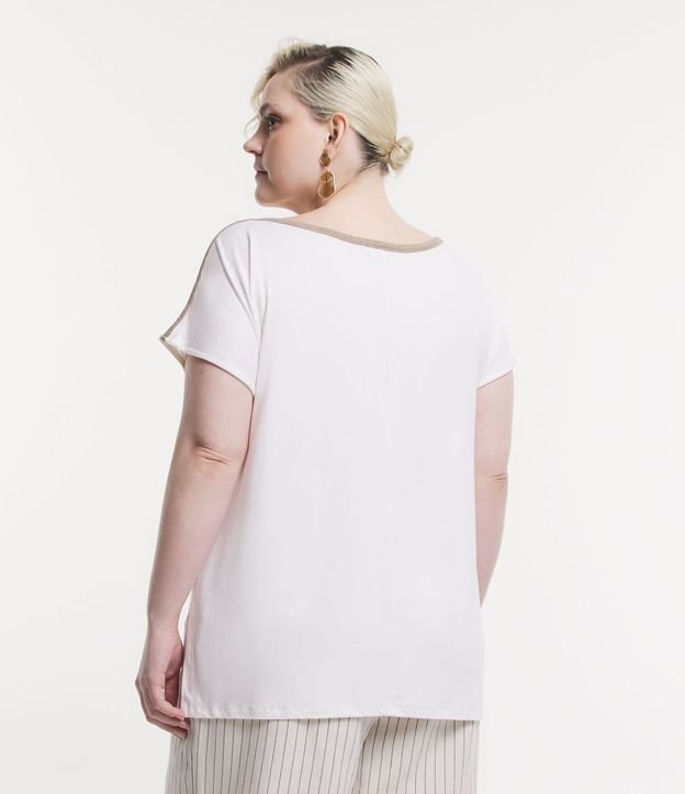 Blusa em Viscose com Detalhe Viés Brilhoso Curve & Plus Size Branco 3