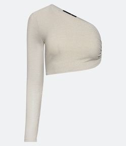 Blusa Cropped com Fio Metalizado e Argola na Lateral