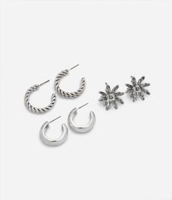 Kit 03 Brincos de Metal em Diferentes Formatos